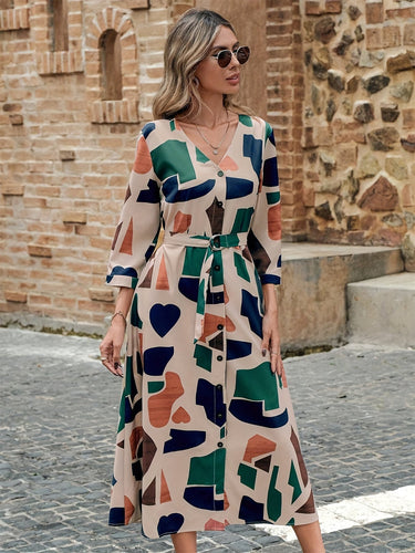 MyWestern Geo Print Belted Dress MyWestern